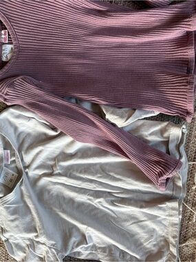 Zara Ribbed Scoop-Neck Sweater in Dusty Rose